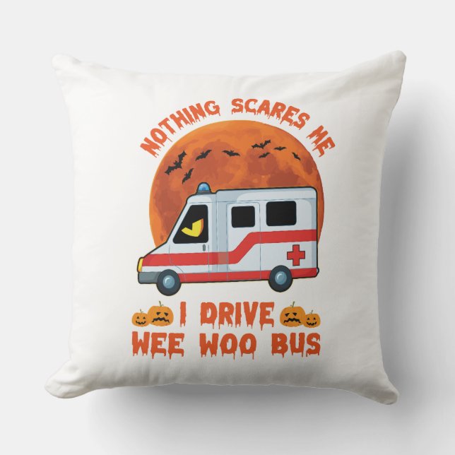 Halloween WEE-WOO-BUS design pillow (Front)