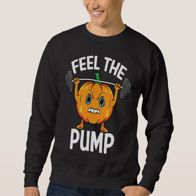Halloween Weightlifting Pumpkin Workout Fitness Sweatshirt (Front)