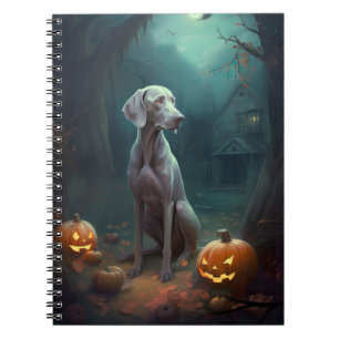 Halloween Weimaraner With Pumpkins Scary Notebook