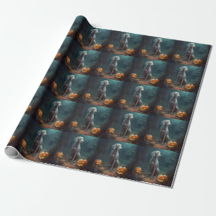 Halloween Weimaraner With Pumpkins Scary Wrapping Paper