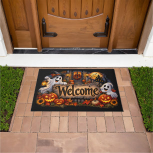 Halloween Welcome Ghosts Pumpkin Haunted House Doormat