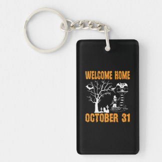 Halloween Welcome Home October Birthday Key Ring