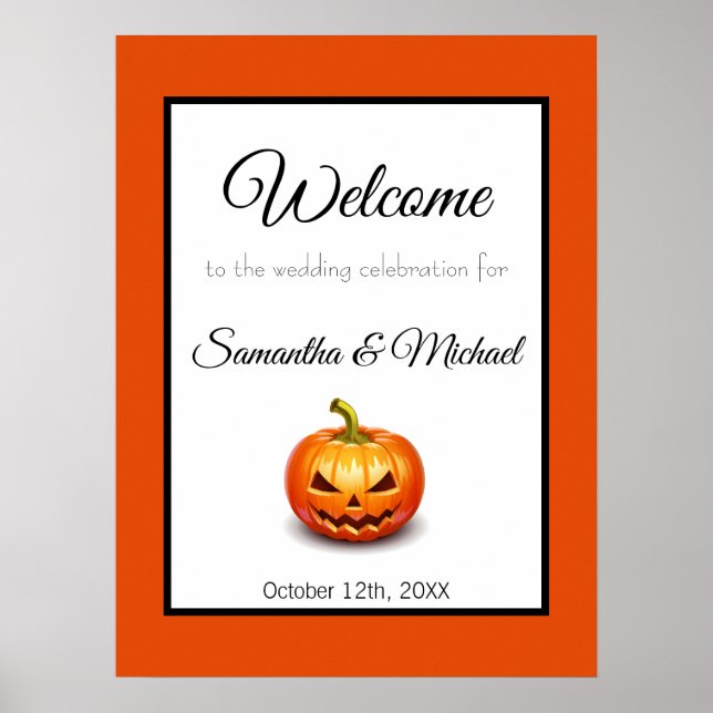 Halloween Welcome Wedding Celebration Sign (Front)