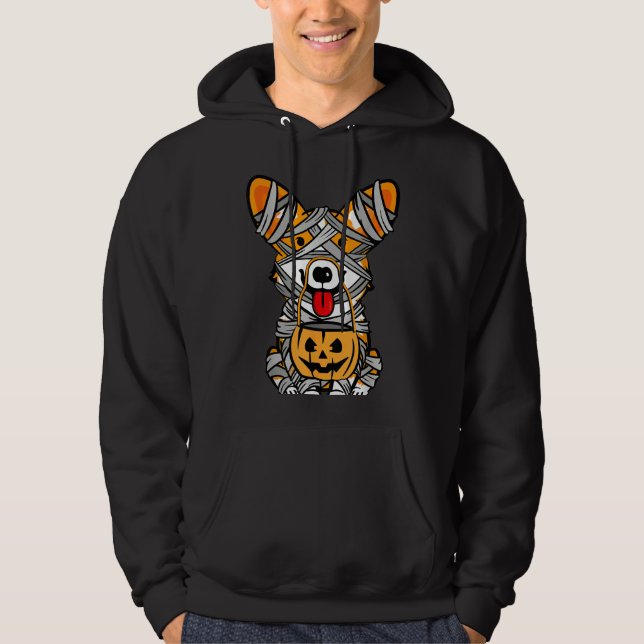 Halloween Welsh Corgi Mummy Hoodie (Front)