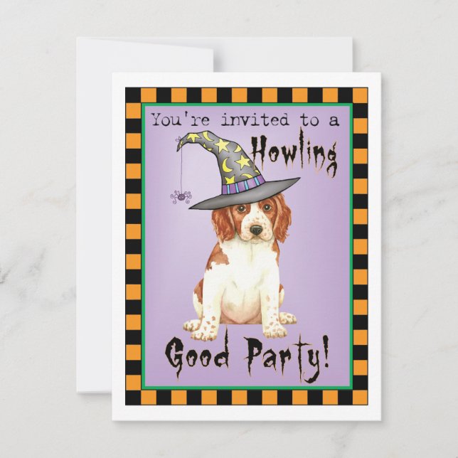 Halloween Welsh Springer Spaniel Invitation (Front)