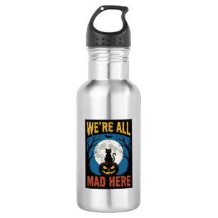 Halloween Were All Mad Here Moon Cat Pumpkin 532 Ml Water Bottle