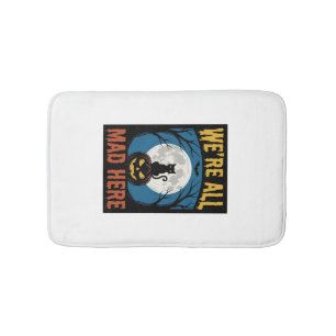 Halloween Were All Mad Here Moon Cat Pumpkin Bath Mat