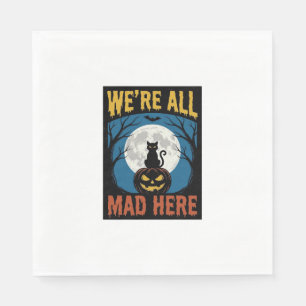 Halloween Were All Mad Here Moon Cat Pumpkin Napkin