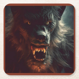 Halloween - Werewolf 3 Square Paper Coaster