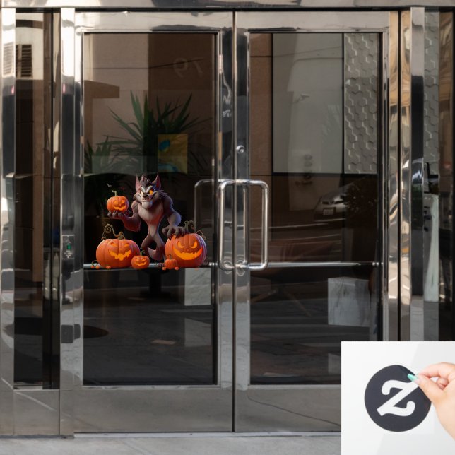 Halloween werewolf and pumpkins (Office Door)