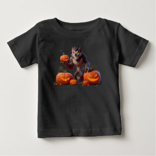 Halloween werewolf and pumpkins baby T-Shirt