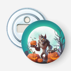 Halloween werewolf and pumpkins bottle opener