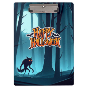Halloween werewolf and pumpkins clipboard