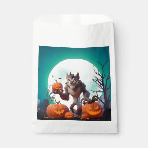 Halloween werewolf and pumpkins favour bag
