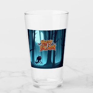 Halloween werewolf and pumpkins glass