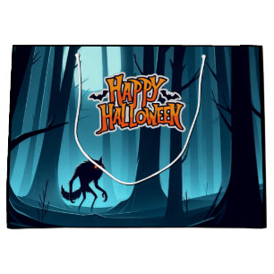 Halloween werewolf and pumpkins large gift bag