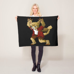 Halloween Werewolf Cat Fleece Blanket