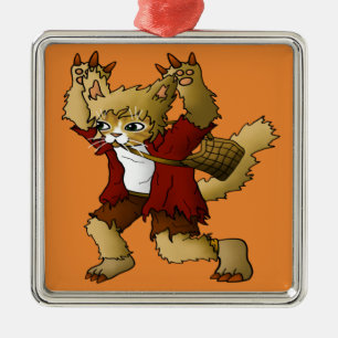 Halloween Werewolf Cat Metal Ornament