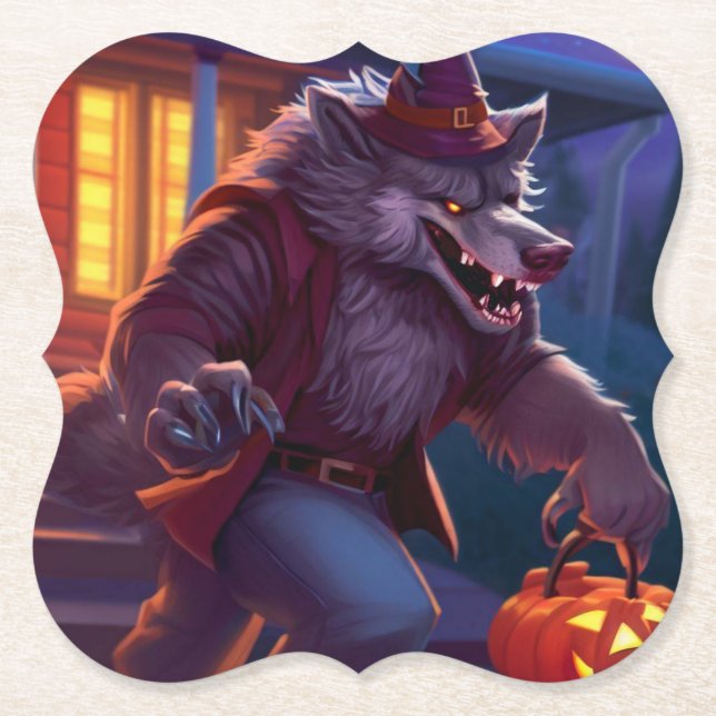 Halloween/werewolf/fall/autumn Paper Coaster (Front)