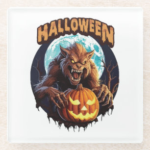 Halloween Werewolf Glass Coaster