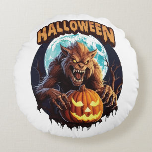 Halloween Werewolf Round Cushion