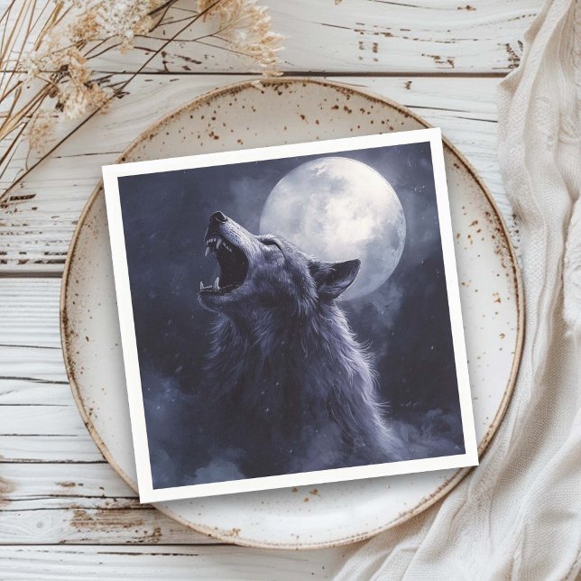 Halloween Werewolf Wolf Howling Moon Napkin (Creator Uploaded)