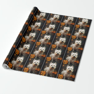 Halloween West Highland White Terrier Pumpkins Wrapping Paper