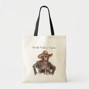 Halloween Western Brown Cowboy Ghost Pumpkin Tote Bag
