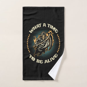 Halloween What A Time To Be Alive Birthday Hand Towel