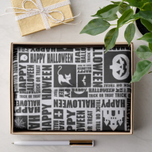 Halloween Whimsical Cool Typography Pattern Black  Tissue Paper