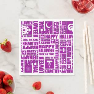 Halloween Whimsical Cool Typography Purple Napkin