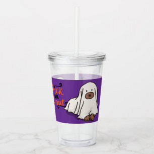 Halloween Whimsical Cute Ghost Dog Purple Acrylic Tumbler