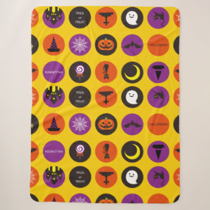 Halloween Whimsical Cute Pattern Yellow Sherpa Blanket