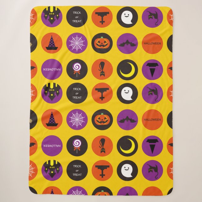 Halloween Whimsical Cute Pattern Yellow  Sherpa Blanket (Front)