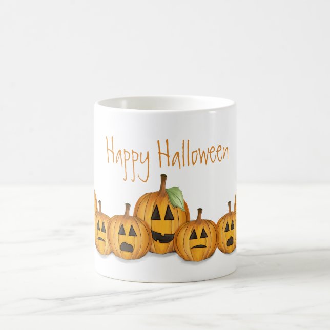 Halloween Whimsical Cute Pumpkin Jack O'Lanterns Coffee Mug (Center)