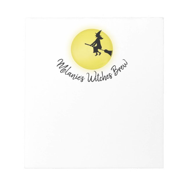Halloween Whimsical Flying Witch Full Moon Cute Notepad (Front)