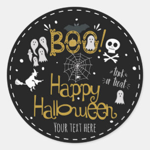 Halloween Whimsical Hand Drawn Costume Party Classic Round Sticker