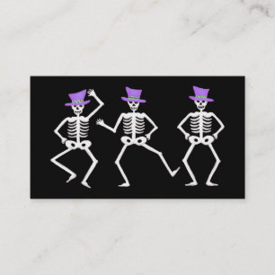 Halloween Whimsy Dancing Skeletons Purple Top Hat Business Card