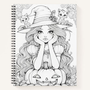 Halloween Whimsy: Pumpkin Cats on Hat  Notebook
