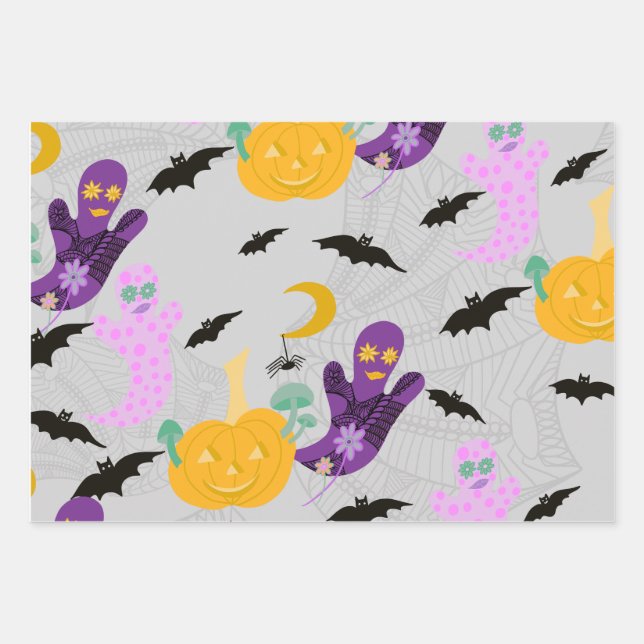 Halloween Whimsy Wrapping Paper Sheet (Front)