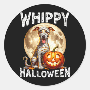 Halloween Whippet Dog Classic Round Sticker