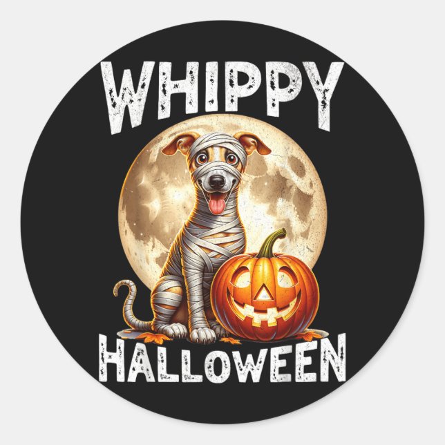 Halloween Whippet Dog Classic Round Sticker (Front)