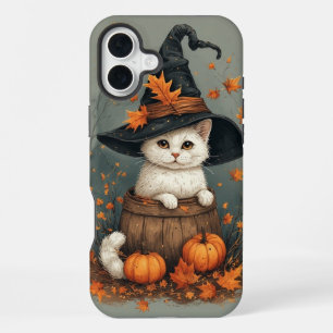Halloween White Cat iPhone 16 Plus Case