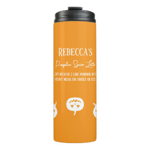 Halloween White Pumpkin Spice Sweet or Nice Thermal Tumbler
