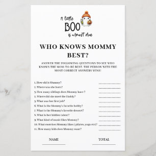 Halloween Who Knows Mum Best Baby Shower Game Card