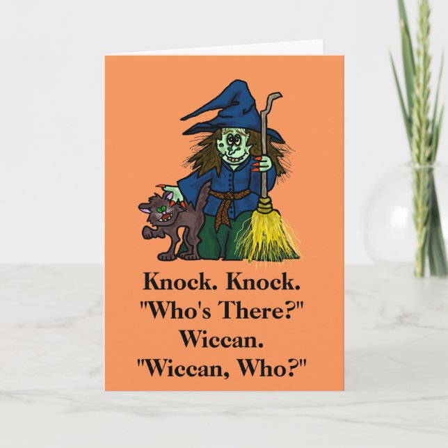 Halloween Wiccan Knock Knock Joke Card (Front)
