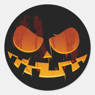 Halloween Wicked Jack-O-lantern Pumpkin Face Classic Round Sticker