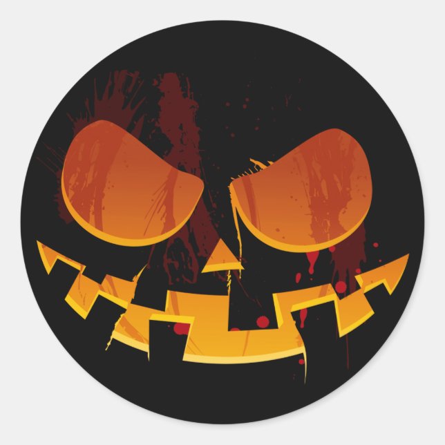 Halloween Wicked Jack-O-lantern Pumpkin Face Classic Round Sticker (Front)