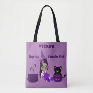 Halloween Wicked Wandering Witch Purple Cute Fun Tote Bag