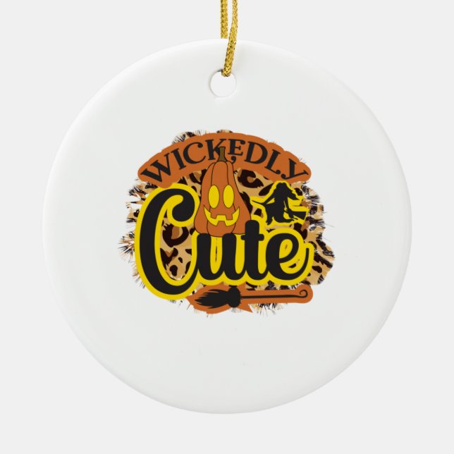 Halloween Wickedly Cute Ceramic Ornament (Front)